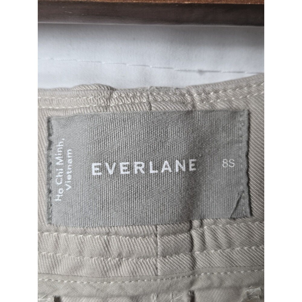 Everlane Women's 8S Short Cream Pleated Tencel Cotton Casual Loose Fit Pants - Picture 7 of 9